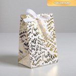 Пакет подарочный с лентой New year, 13 ? 19 ? 9 см