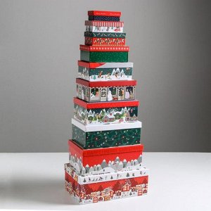 Набор подарочных коробок 10 в 1 «Новогодние истории», 12 - 7 - 4 - 32.5 - 20 - 12.5 см