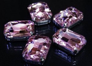 ПЦ005НН1318 Хрустальные стразы в металлических цапах (Серебро) Светло-розовый 13х18 мм 3 шт/упак.