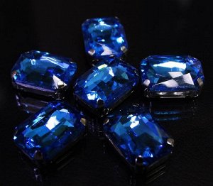 ПЦ008НН1014 Хрустальные стразы в металлических цапах (Серебро) Ярко-голубой 10х14 мм 5 шт/упак.