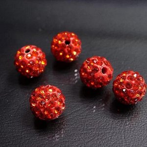 ДШ007НН10 Бусины из полимерной глины и хрустальных страз, цвет: рыжий, 10 мм, 5 шт.