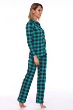 Пижама 742 Шотландка пуговицы зеленый