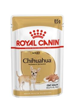 CHIHUAHUA (ЧИХУАХУА)
Паштет для взрослых собак породы чихуахуа в возрасте от 8 месяцев и старше 0,085 кг
