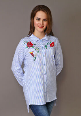 Рубашка Римма (цветы+птица)