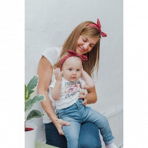 Повязка на голову для мамы и дочки M&B «Family look: красная клетка» 2 шт., красный