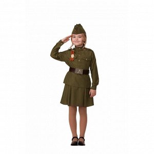 Карнавальный костюм «Солдатка», блуза, юбка, головной убор, брошь, р. 36, рост 140 см