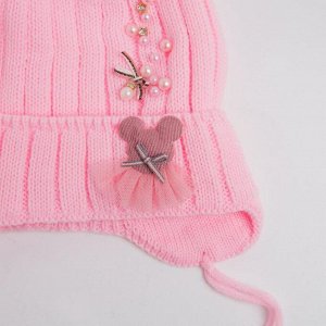 Комплект (шапка, снуд) для девочки, цвет светло-розовый, размер 44-47 см (1, 5-3 года)