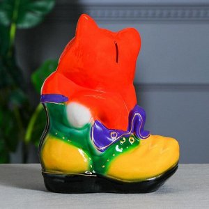 Копилка "Кот в ботинке", покрытие глазурь, разноцветная, 28 см, микс