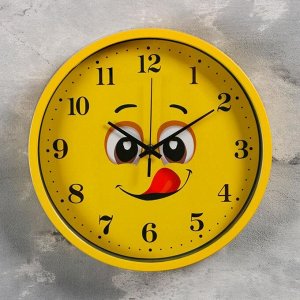 Часы настенные, серия: Детские, "Смайл", плавный ход, d=30 см, микс