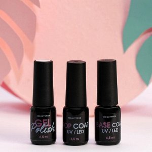 Набор для маникюра Pandas nails, белый гель-лак, топ и база