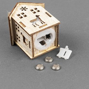 Ёлочная игрушка «Домик с оленем», от батареек, свечение тёплое белое