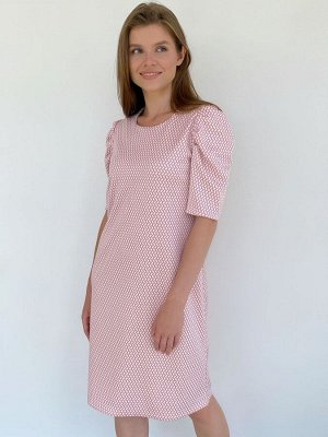 S2013 Платье с объёмными рукавами пудровое