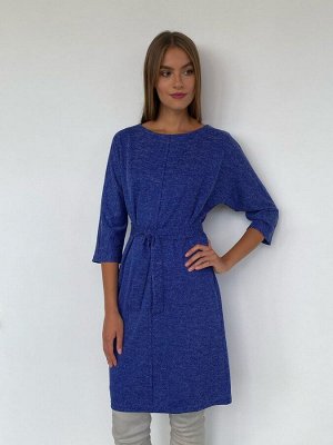 S2305 Платье из трикотажа с планкой синее