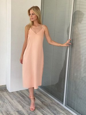 S2105 Платье шёлковое premium в персиковом цвете