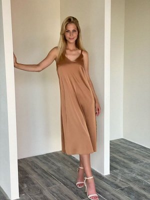 S2103 Платье шёлковое premium в песочном цвете