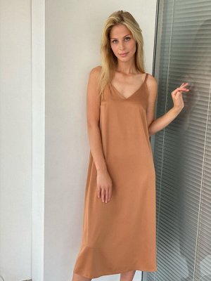 S2103 Платье шёлковое premium в песочном цвете
