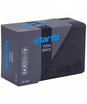 Блок для йоги STARFIT YB-201 EVA, 22,8х15,2х10 см, 350 гр, черно-серый