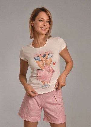 Комплект с шортами "БЕЛЛА" (светло розовый 2)