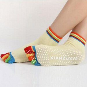 Разноцветные носки для йоги "5 пальчиков"