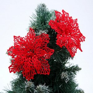 Украшение ёлочное "Резной цветок" (набор 2 шт) 8,5 см, красный