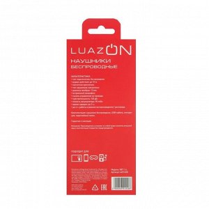 Наушники LuazON VBT 1.4, беспроводные, вакуумные, магнитные, Bluetooth 4.2, 90 мАч, серые