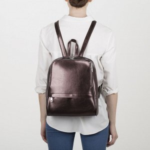 Рюкзак молодёжный, 2 отдела на молниях, 2 наружных кармана, цвет коричневый