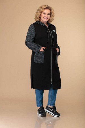 Пальто Пальто Svetlana Style 1402 
Состав ткани:Пальто: Вискоза-24%; ПЭ-73%; Спандекс-3%; Пальто: ПЭ-95%; Спандекс-3%; Металл-2%; 
Рост: 164 см.

Пальто женское прямого силуэта с длинным втачным рука
