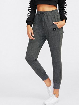 Face Patch Graphic Drawstring Joggers