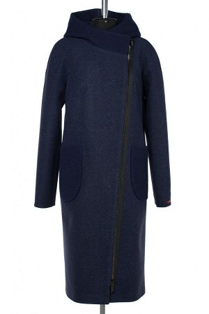 01-10122 Пальто женское демисезонное валяная шерсть сине-черный