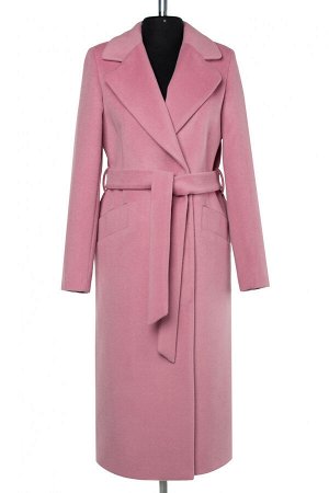01-10082 Пальто женское демисезонное (пояс) Микроворса розовый