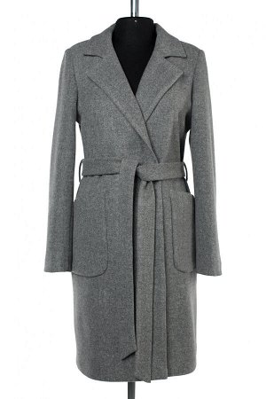 01-10059 Пальто женское демисезонное (пояс) валяная шерсть серый