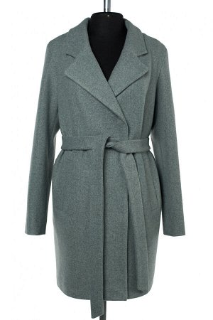 01-10058 Пальто женское демисезонное (пояс) валяная шерсть светло-зеленый