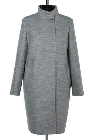 01-10055 Пальто женское демисезонное вареная шерсть серый меланж