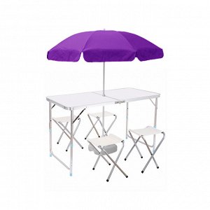 Набор мебели KUTBERT стол-чем алюм, 120*60 Н55-70 +4стула,с отверс.под зонт, цв.бел. (2042)(41-017)