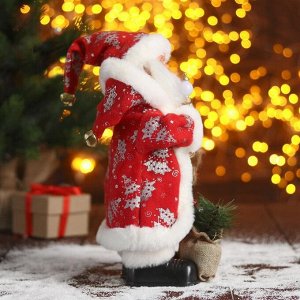 Дед Мороз "В красной шубке в ёлочках с подарками" двигается, 15х30 см