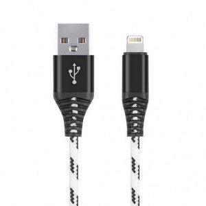 Дата-кабель ,USB - 8-pin для Apple, нейлон,защ. от перелам., 1.0 м, до 2А, бел. (IK-510cm-2)