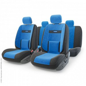 Авточехлы COMFORT, анатом. поддержка, велюр, 11 предм., карман, 6 молний, чёрн./синий