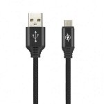 Дата-кабель MicroUSB TWILL с мет. наконечниками черный, 2 А, 1 м (ik-12MTW black)/100