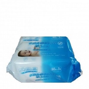 810601 "MISERA" Влажные салфетки для ухода за нежной кожей малышей с экстрактом листьев персика 80шт 140х195 мм  (Large) 1/36