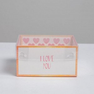 Коробка под бенто-торт с PVC крышкой I love you, 12 х 6 х 11,5 см