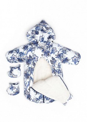 Комбинезон-конверт "трансформер", Зима, Синие цветы на белом , арт. 147шм