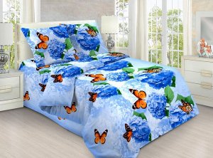 Комплект постельного белья 1,5-спальный, бязь "Люкс" (Гортензия 3 D, голубой)