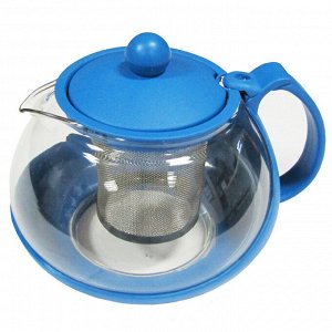 Чайник заварочный 0,75л стекло/пласт синий (KTZ-075-002)