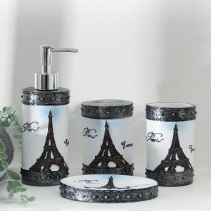 Набор аксессуаров для ванной комнаты «Париж», 4 предмета (дозатор, мыльница, 2 стакана)