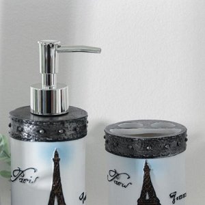 Набор аксессуаров для ванной комнаты «Париж», 4 предмета (дозатор, мыльница, 2 стакана)