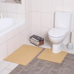 Набор ковриков для ванны и туалета «Моно бежевый», 2 шт: 50?50, 50?80 см, ПВХ