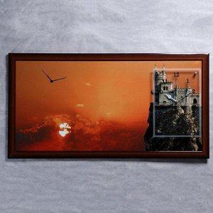Часы-картина настенные, серия: Город, "Ласточкино гнездо, закат", 50х100  см, микс
