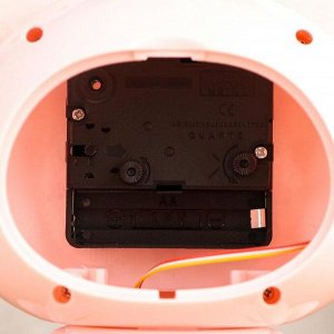 Часы-светильник "Мишка"  LED, с будильником, 3 AA. USB. 5 Вт, дискр. ход, розовый