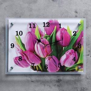 Часы настенные, серия: Цветы, "Тюльпаны", 25х35  см, микс