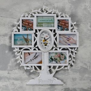 Часы настенные, серия: Фото, "Family", с фоторамками, плавный ход, 51.5 х 60.5 см